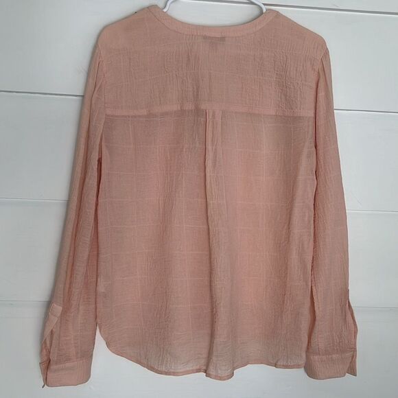 Vince Camuto Lightweight Semi-Sheer Linen-Look Cotton Button Down Blouse Size S - Picture 8 of 8